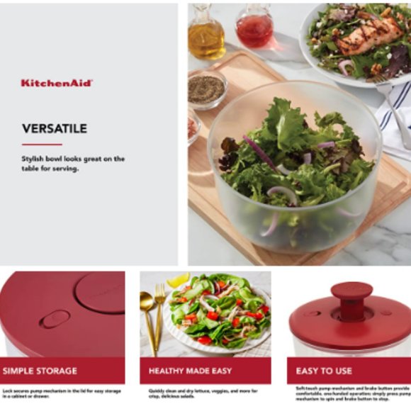KitchenAid Kitchen Kitchenaid 3in Salad Spinner W Pump Mechanism